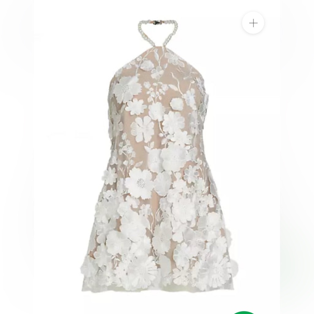 Elliatt Floral Embroidered Mini Dress in White and Cream